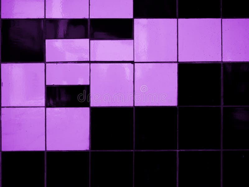 Purple and Black Wall Tile Abstract Background, Closeup Stock Photo