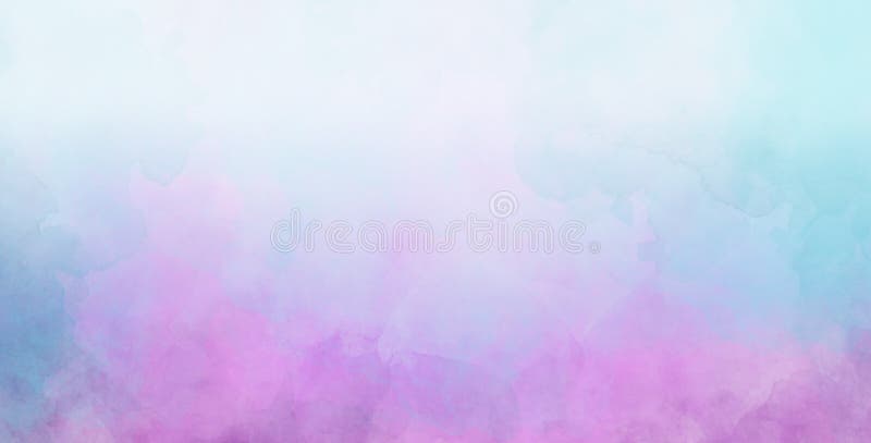 Purple blue and pink watercolor background with white gradient fog border, pastel colors and watercolor painted texture