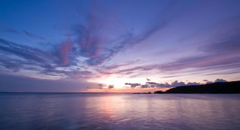 Purple blue sea sunset