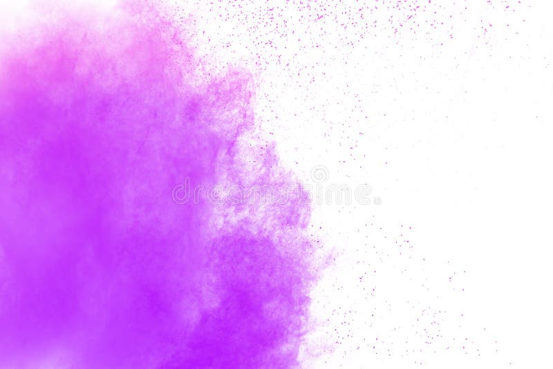 Purple Color Powder Explosion Cloud on White Background.Closeup of ...