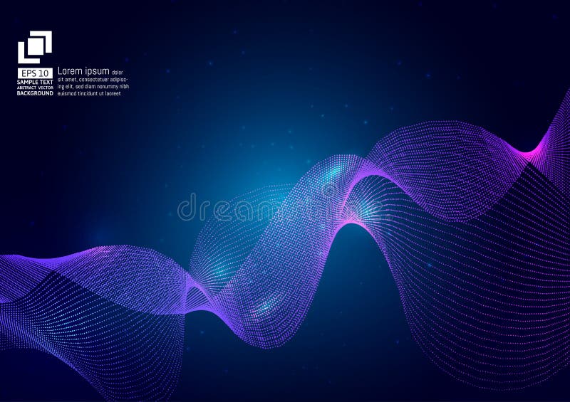 Purple color waves particle on blue background, Abstract vector background modern design, Vector illustration