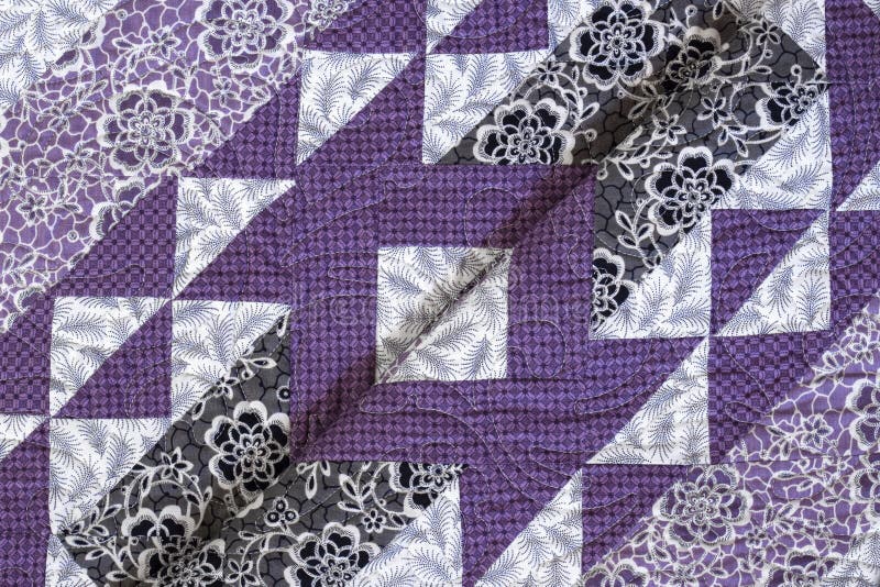 Purple Coloured Handmade Patchwork Bed Quilt with Various Fabric