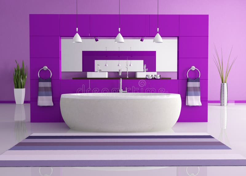 Purple bathroom stock illustration. Illustration of bench 10871281