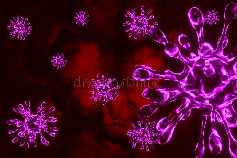 Purple coronavirus cells in human body royalty free illustration Purple coronavirus cells in human body royalty free illustration