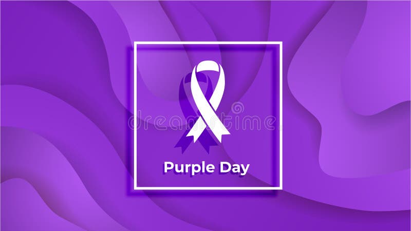 World Epilepsy day. March 26. Realistic purple ribbon symbol