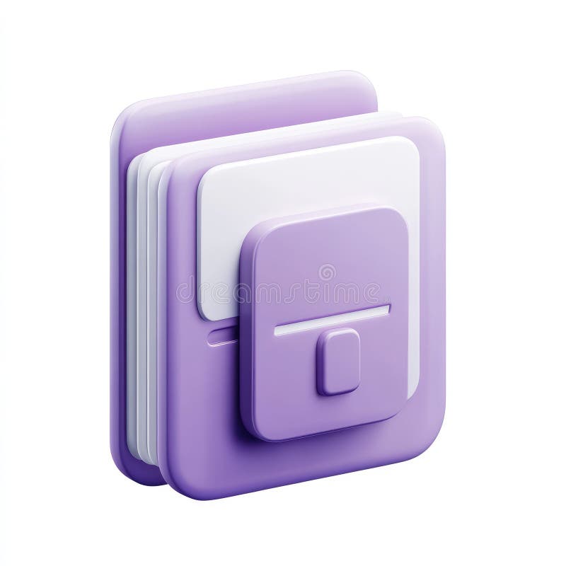 Lilac Purple 3D Render Stacked Files Icon, Digital Document Storage royalty free illustration