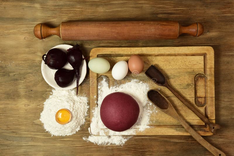 Purple Dough Bun for Noodles with Ingredients Stock Image Image of