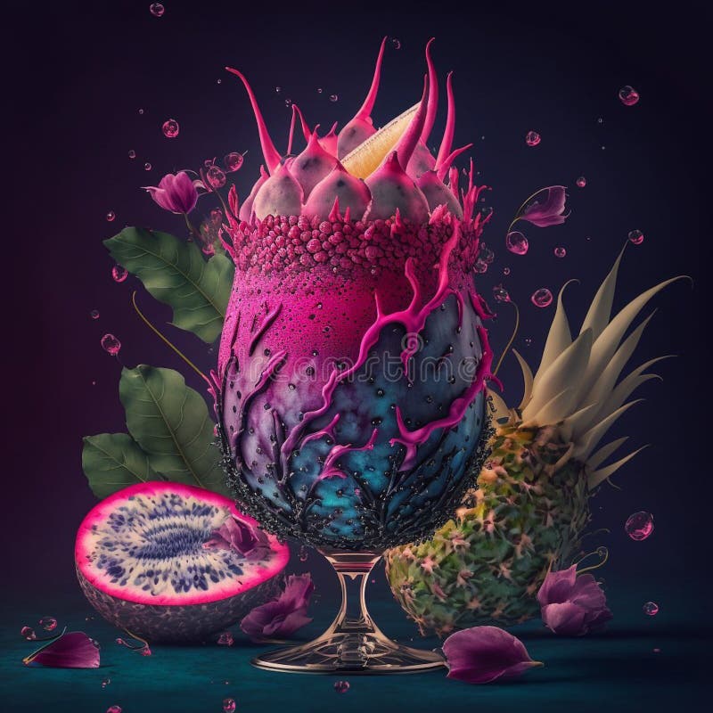 A Purple Drink with a Splash of Liquid Being Poured into it. Stock