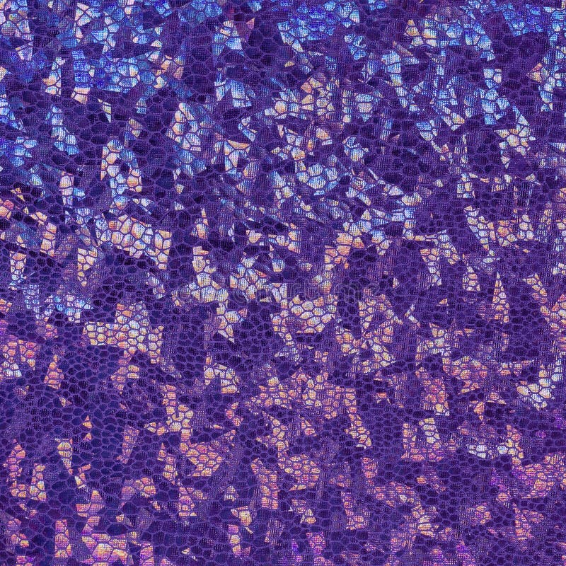 Purple Duotone Fabric with Holographic Effect. Abstract Geometric Background or Texture Stock