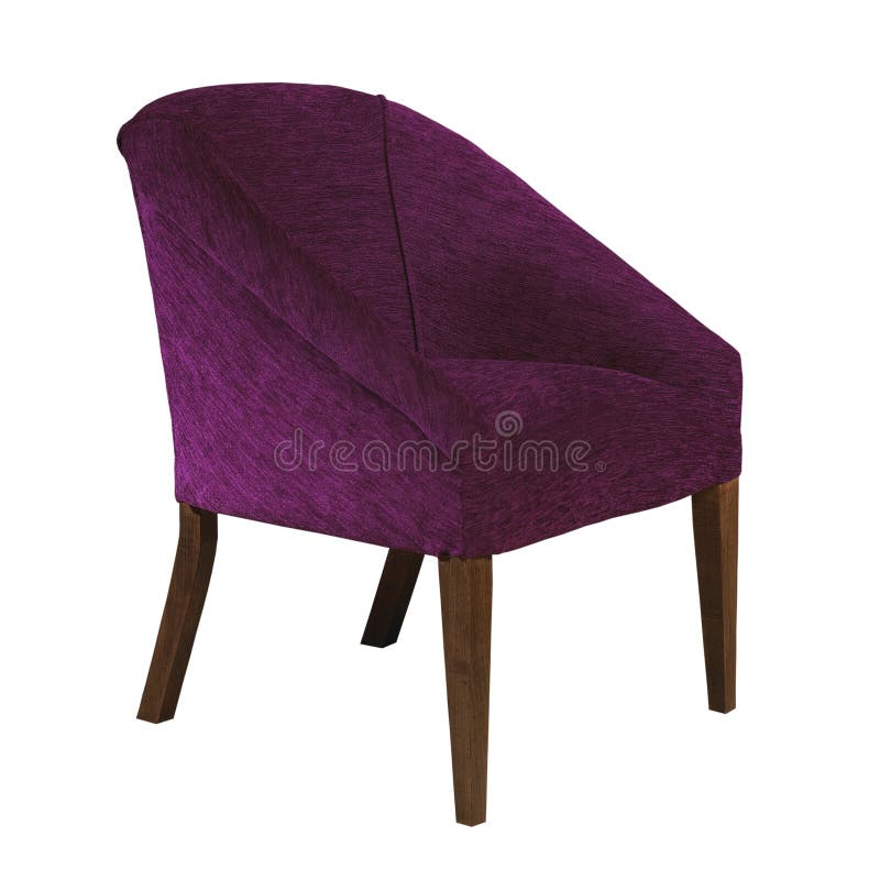 Purple fabric arm chair isolated on white background royalty free stock photo