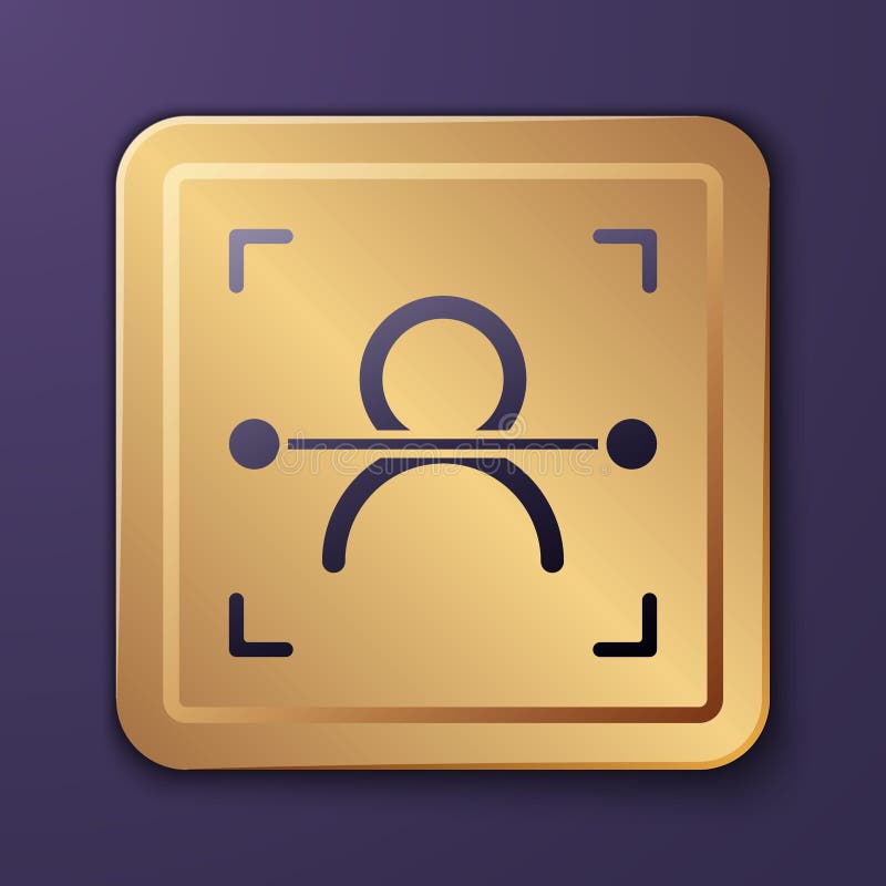 Purple Face Recognition Icon Isolated on Yellow Background. Face