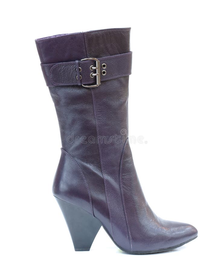Purple female leather boot