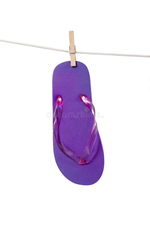 Purple flipflop sandal on white stock photography Purple flipflop sandal on white stock photography