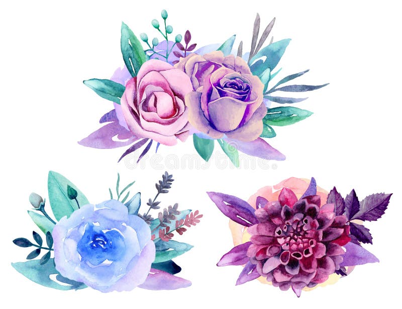 Purple Floral Bouquet Vector Stock Vector - Illustration of floral