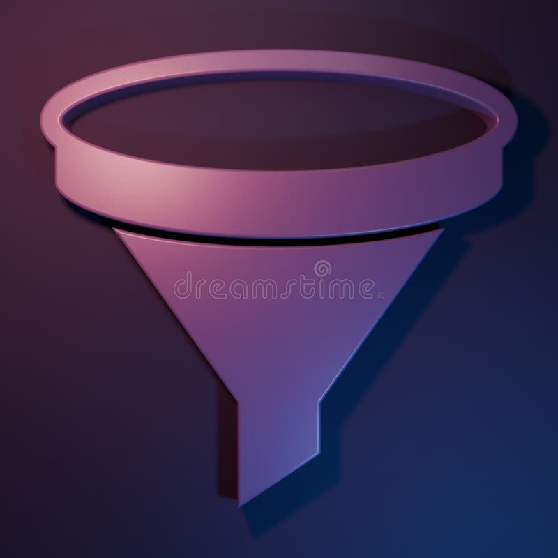 Purple Funnel oder Filtersymbol im lila Hintergrund isoliert. Minimalkonzept 3D-Darstellung vektor abbildung