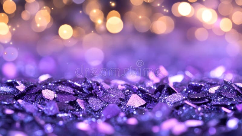 Purple Glittering Kristallwaren mit Bokeh Hintergrund im künstlerischen Stil stock abbildung