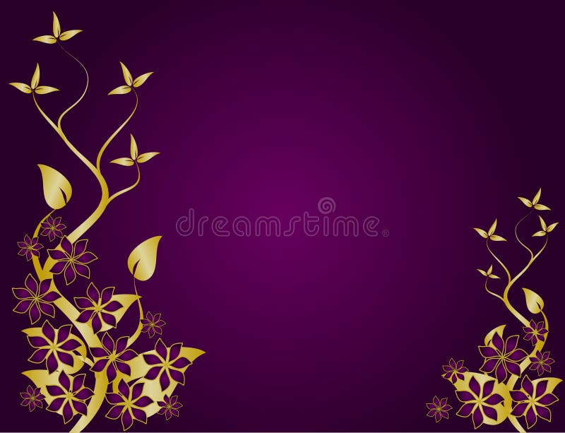 Purple and Gold Abstract Floral Background Vector Stock Vector -  Illustration of abstract, graphic: 7752193