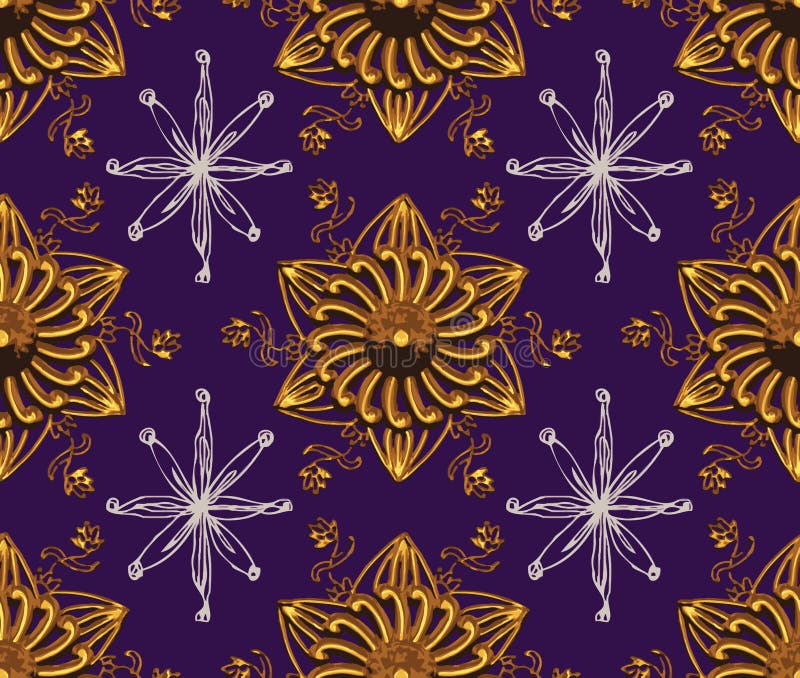 Purple Gold Star Night Pattern Stock Illustration Illustration of
