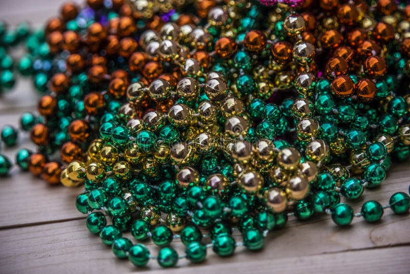 Closeup View Mardi Gras Beads New Orleans Celebration of Fat Tuesday ...