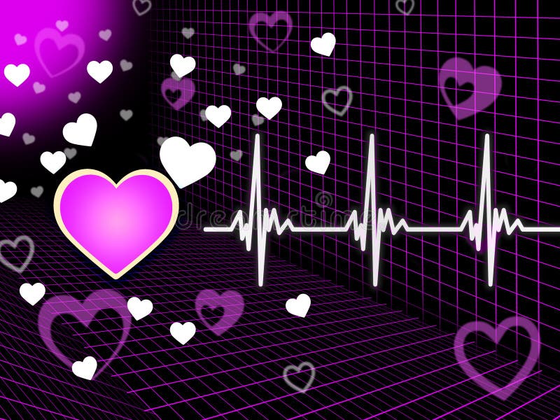 Purple Heart Background Means Organ Blood And Grid