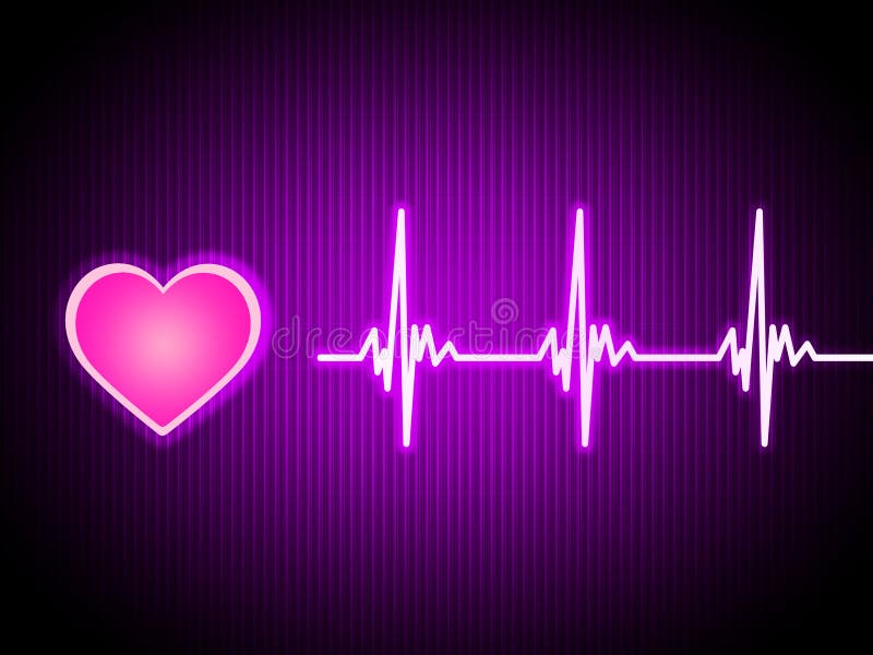 Purple Heart Background Shows Living Cardiac And Health