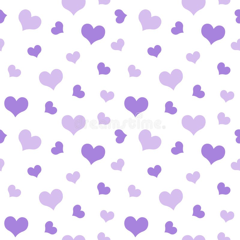 Purple Hearts Valentine`s Day Pattern Seamless Stock Vector