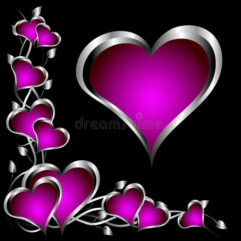 A Purple Hearts Valentines Day Background Stock Vector Illustration