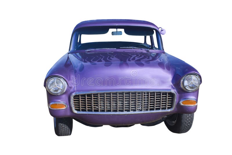 Purple hotrod sedan front