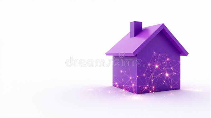 Purple House Connectivity Network - Weißer Hintergrund stock abbildung