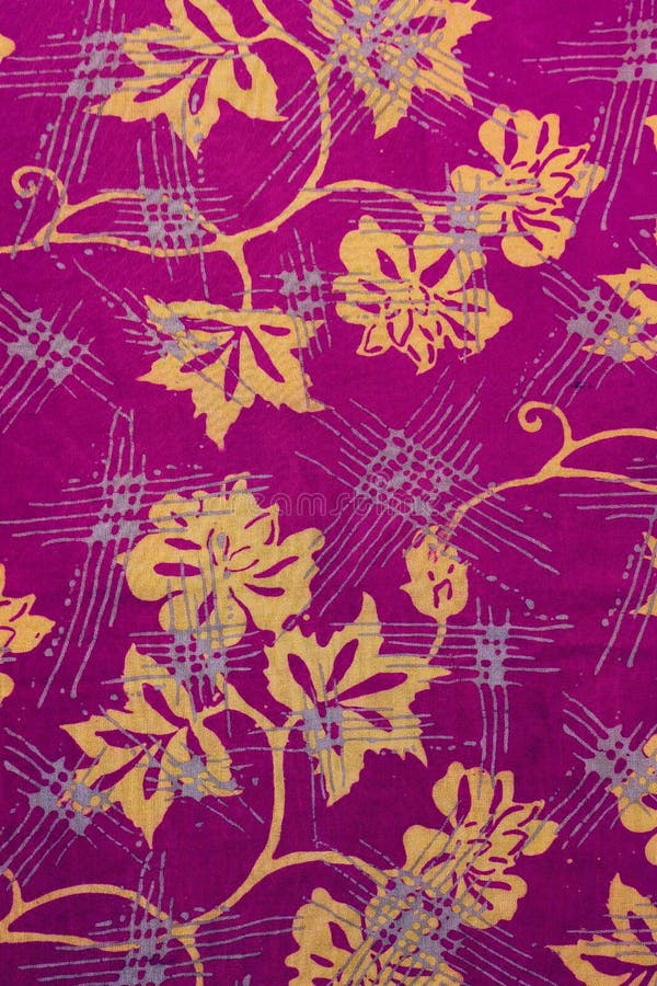 Purple Indonesian Batik with Leaves Pattern Stock Image - Image of ...