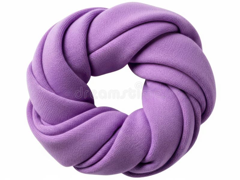 This image features a close-up of a purple knitted doughnut isolated on a white background. The doughnut has a textured, knitted appearance and is presented on a transparent background, making it suitable for various design applications. The image is clear and SEO-friendly, highlighting the doughnut's vibrant color and intricate knitting details. Doughnut isolated illustrations
