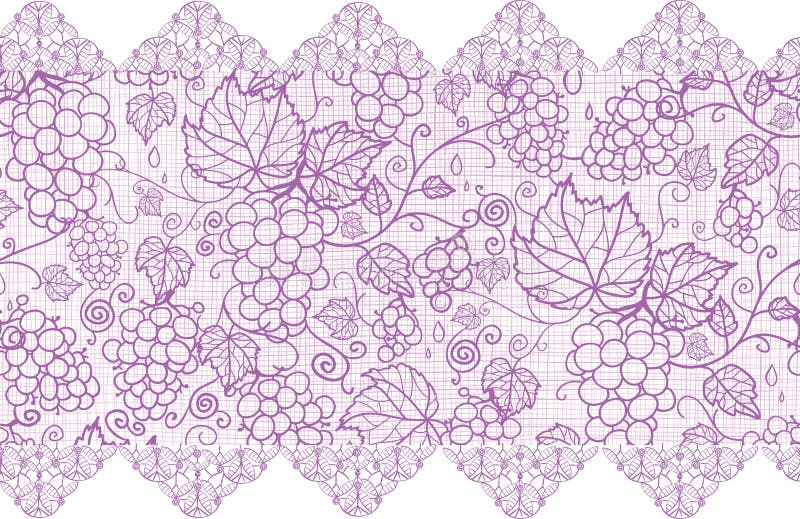 Purple lace grape vines horizontal seamless