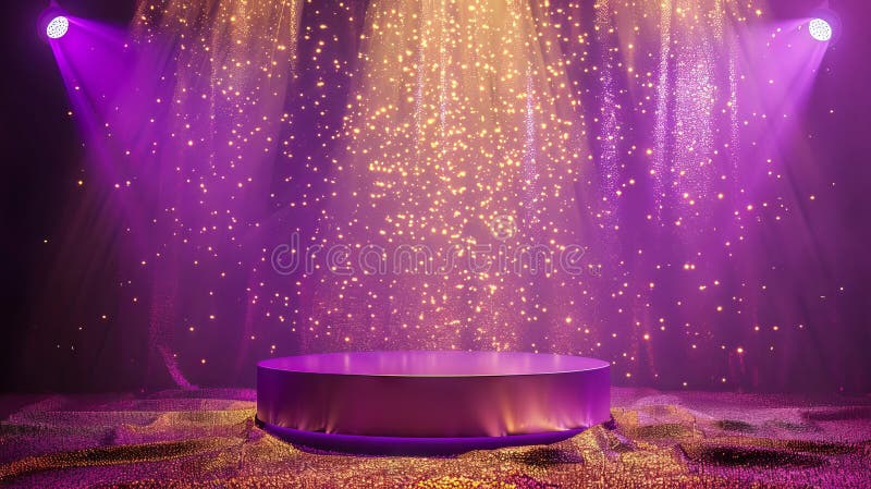 A purple light is shining on a round table royalty free stock photos