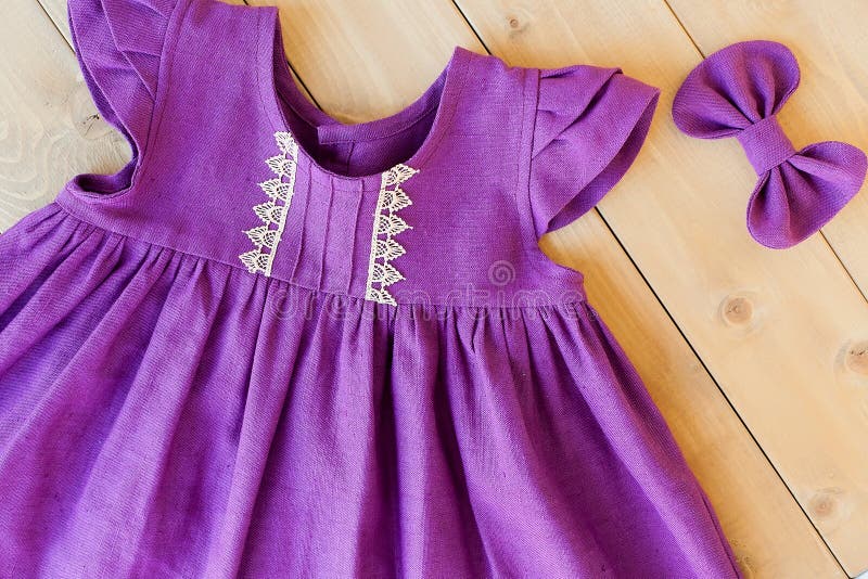 Purple Linen Dress for a Girl on a ...