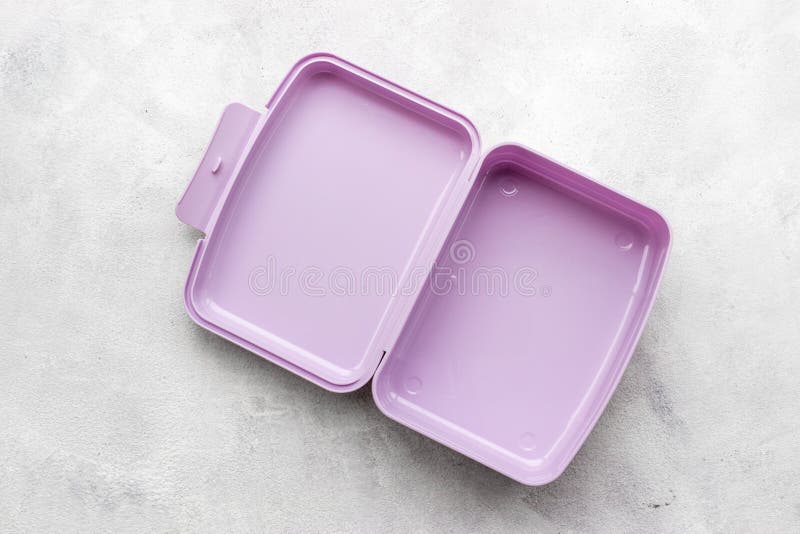 Purple Lunch Box. Empty Container for Food, Top View Stock Photo Image of plastic, healthy