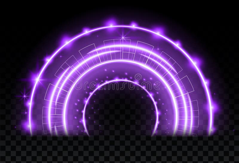 Purple Magic Arc. Abstract Magic Light Effect. Luminous Neon Arch Lines