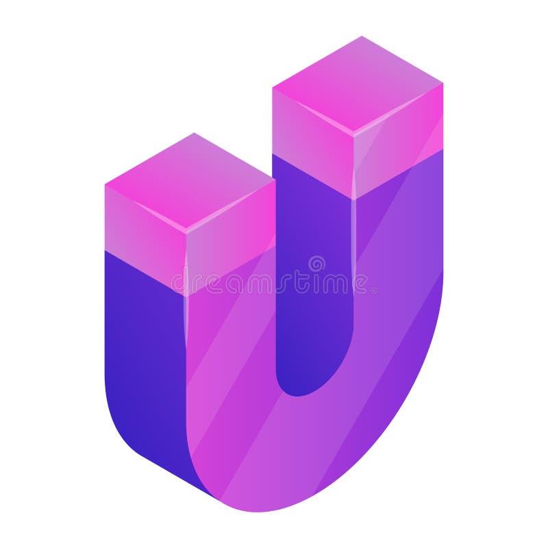 Purple magnet icon, isometric style royalty free illustration