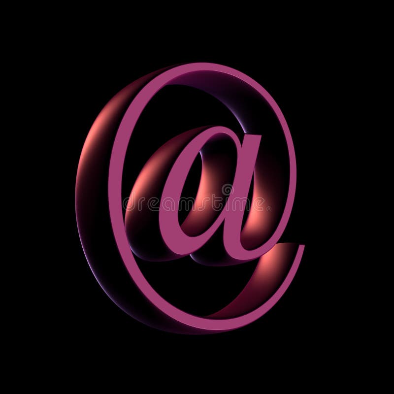 Purple @ (mail symbol) in perspective purple stock illustration