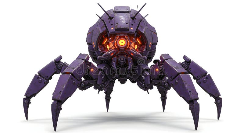 Purple Mechanical Spider Robot Generative AI stock illustration