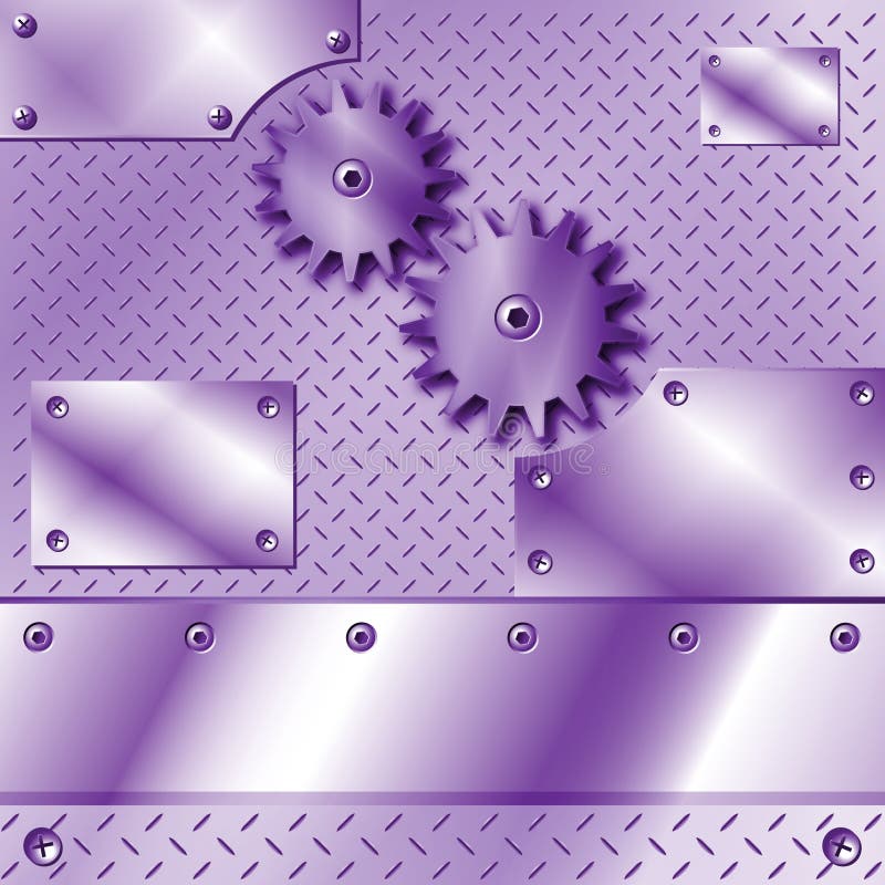 Purple metal plate and gears