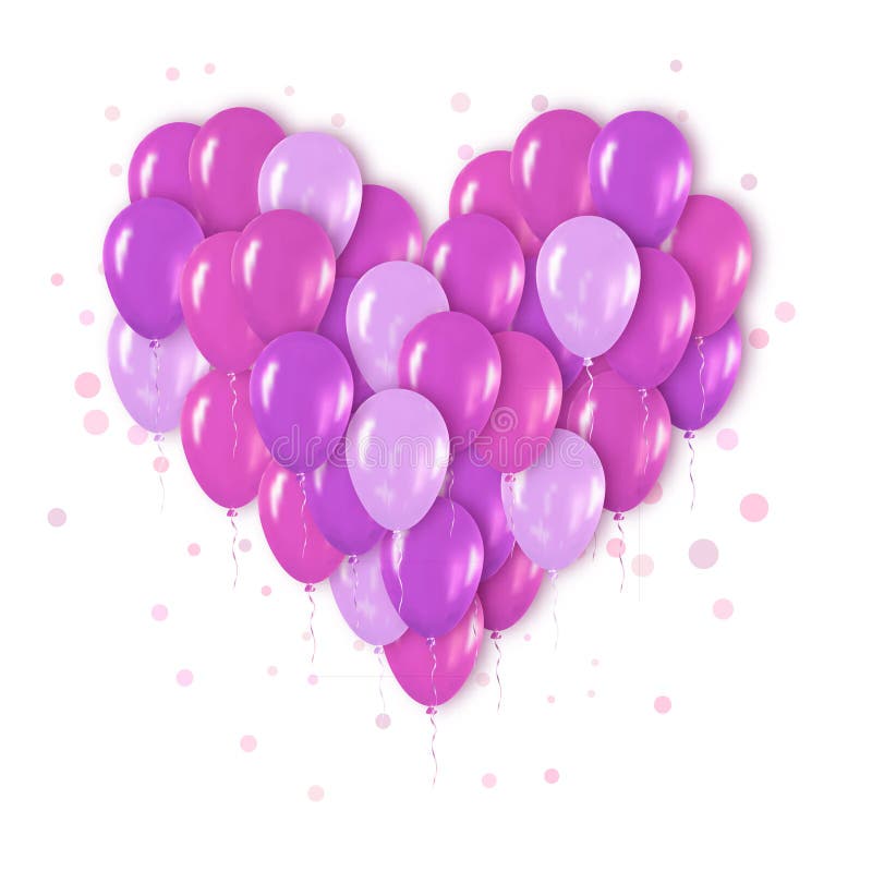 Purple Mettalic Realistic 3d Heart Bunch of Balloons Flying for Party stock illustration Purple Mettalic Realistic 3d Heart Bunch of Balloons Flying for Party stock illustration