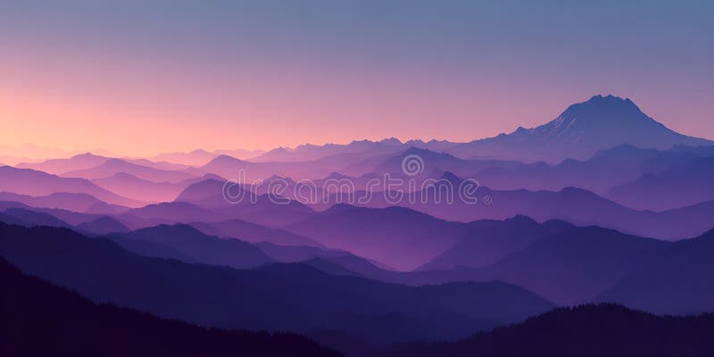 Purple Mountain Range Sunset Stunning Landscape Panorama stock illustration