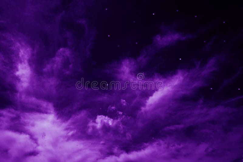 Purple Night Sky with Fluffy Clouds and Stars. Fantastic Sky Background  Stock Photo - Image of beautiful, deep: 226186754