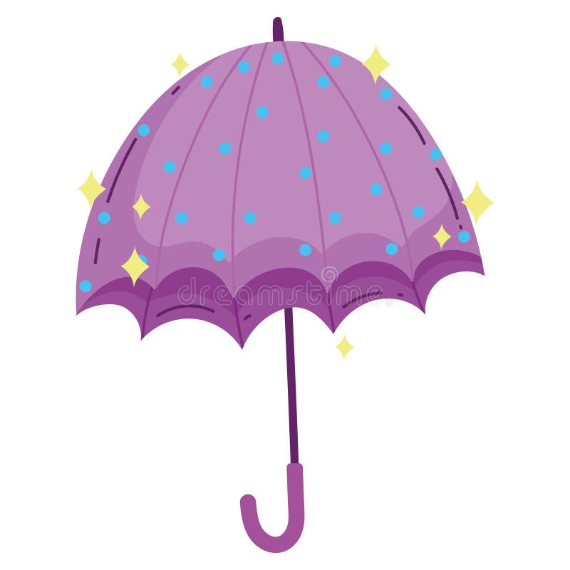 Purple Umbrella Cartoon Flat Style Stock Vector Illustration of
