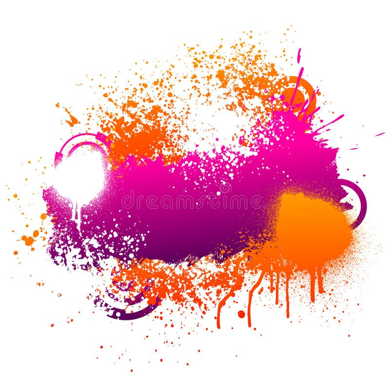 Purple and orange paint splatter