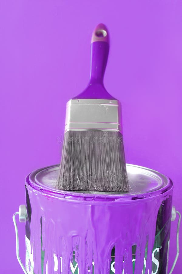 Purple paint and brush stock photo. Image of decor, decorate 12962100