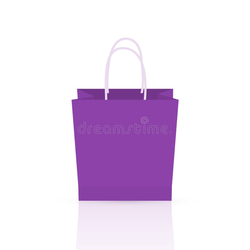 Purple paper shopping bag icon isolated on white background. Flat style vector illustration