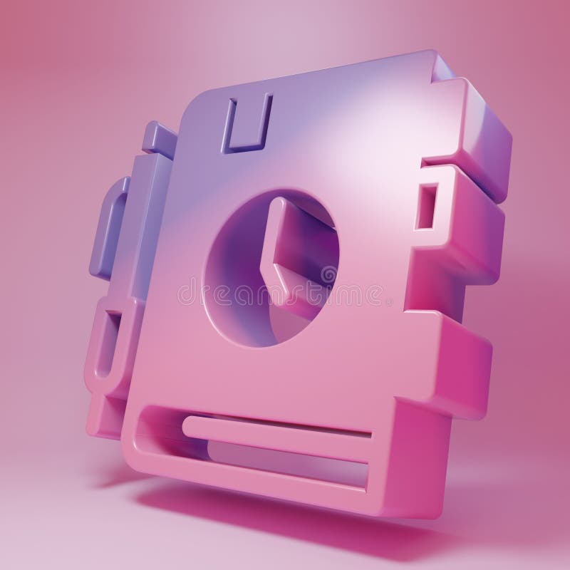 Purple-pink Daily paper notepad icon isolated on pink background. Minimalism concept. 3D render illustration royalty free illustration