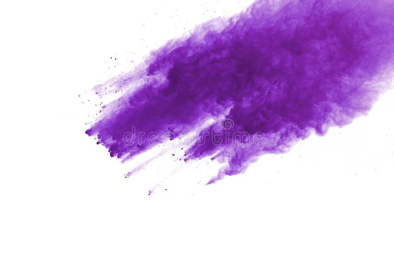 Purple Powder Explosion on White Background. Colored Cloud. Colorful ...