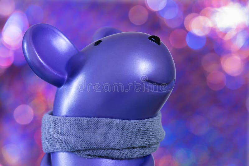 Purple rat toy with scarf warm for christmas decoration